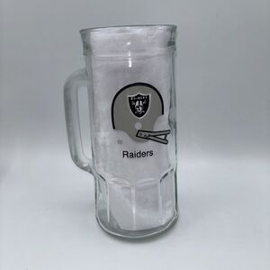 Vtg Oakland Raiders Football Glass 7" Beer Mug Handle-20oz-Replacement Bar